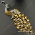 Rhinestone brooches crystal AB golden peacock design for clothing dress